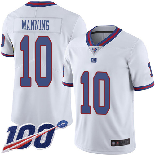 Men New York Giants #10 Eli Manning Limited White Rush Vapor Untouchable 100th Season Football NFL Jersey->new york giants->NFL Jersey